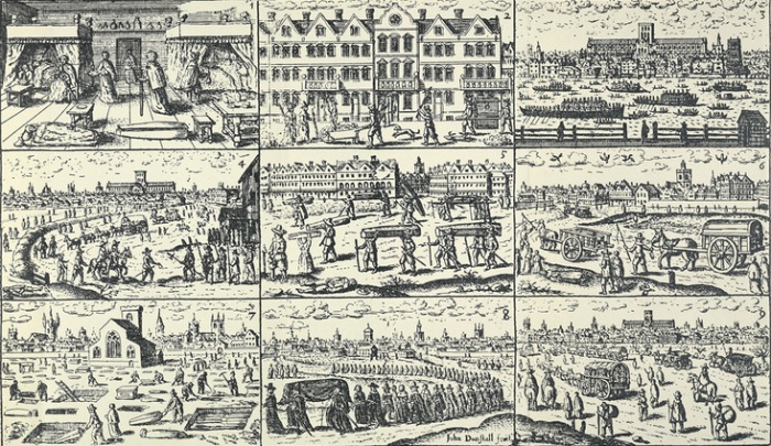 Series of drawings by John Dunstall depicting the Great Plague of London and its aftermath